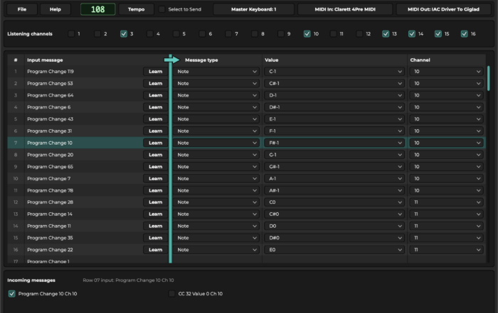 Free MIDI translator software for Giglad